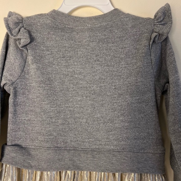 Bonnie Jean Toddler Girl Sweater Dress Metallic Knit Gold Gray 2T Pleats Holiday - Picture 12 of 14